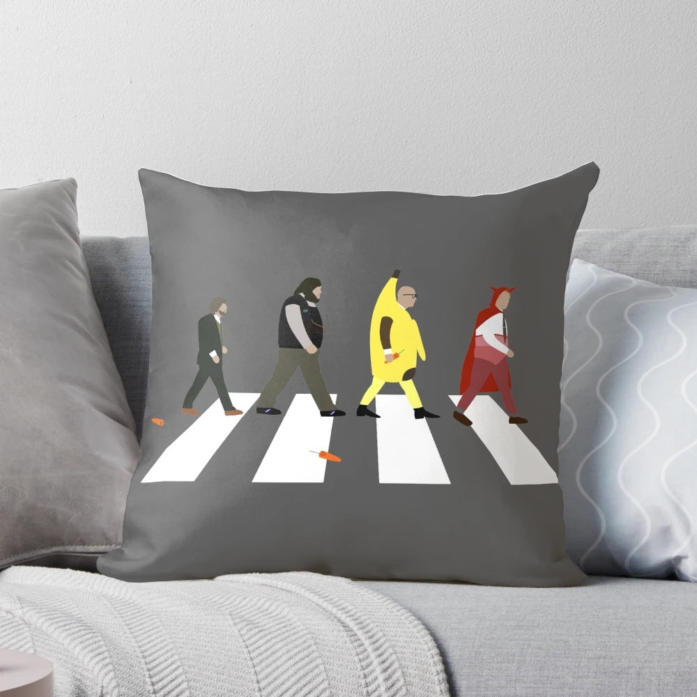 A horror-themed pillow featuring characters from the classic British comedy series The Young Ones.