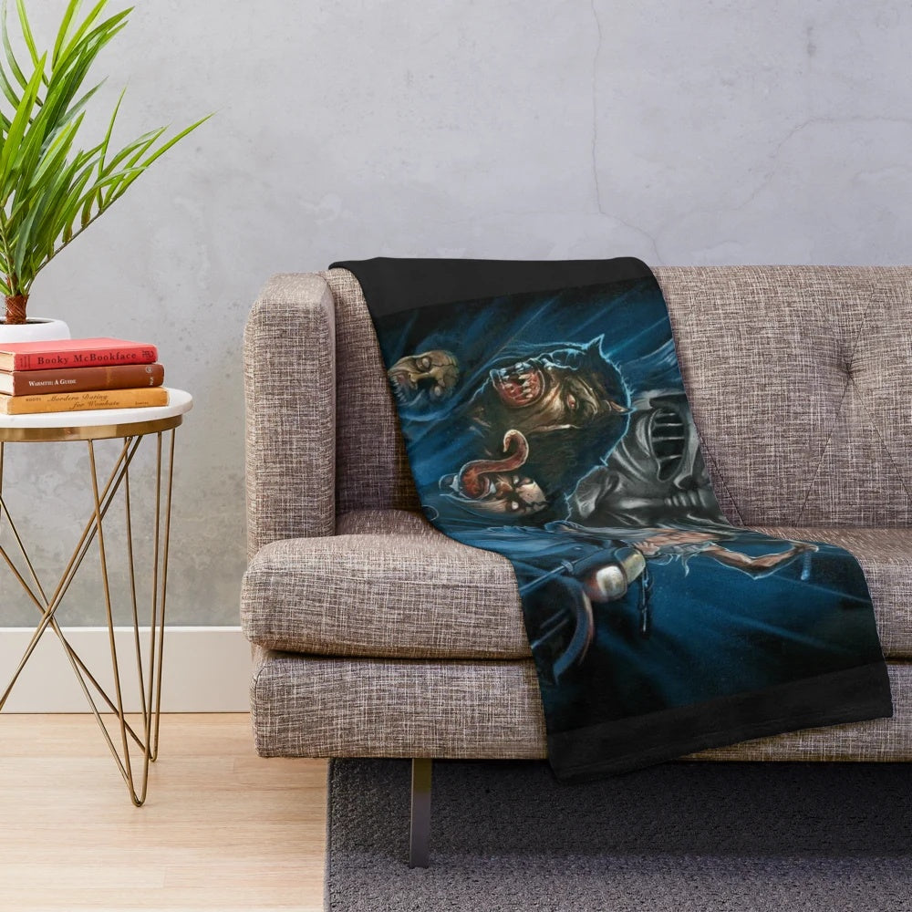 Plush blanket featuring a demons horror movie poster design