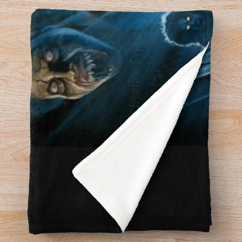 Plush blanket featuring a demons horror movie poster design