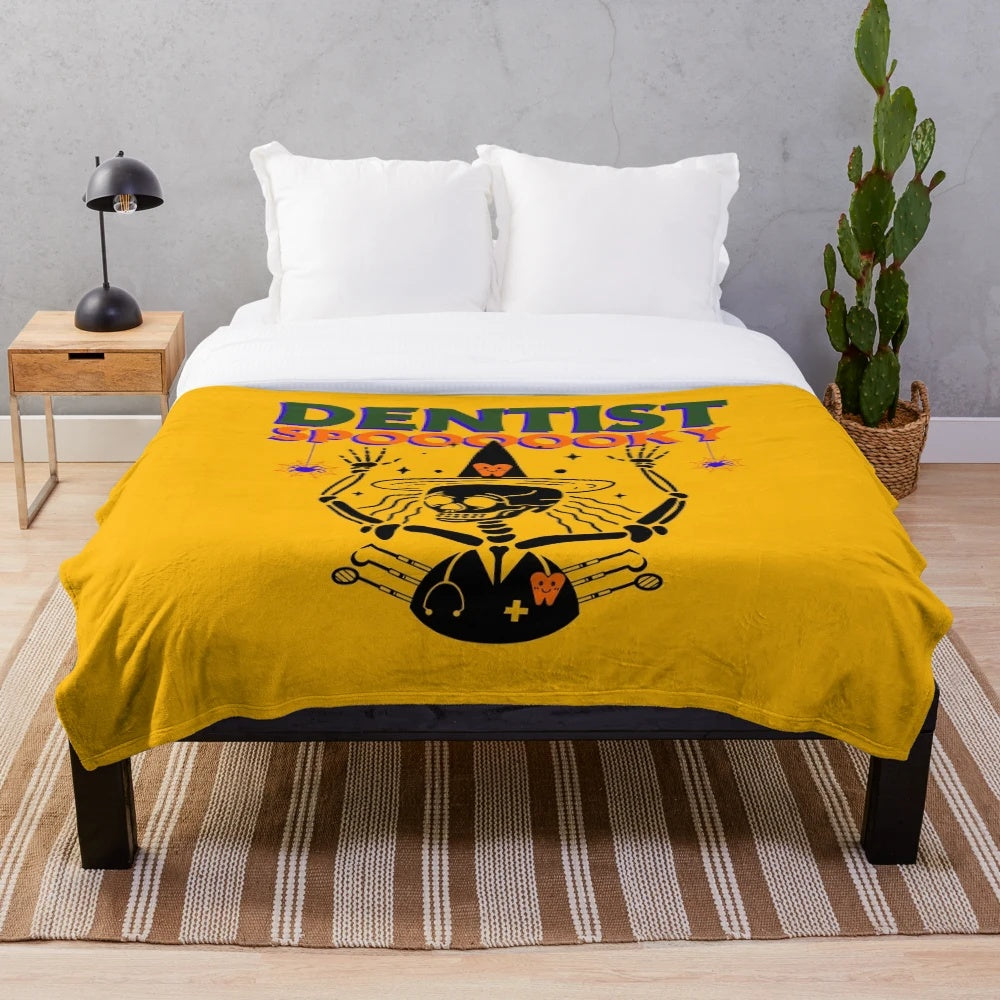 Spooky dentist plush blanket