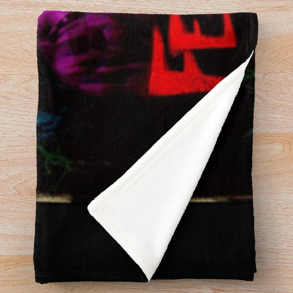 Fear Street Trilogy plush blanket featuring Shadyside and Sunnyvale themes
