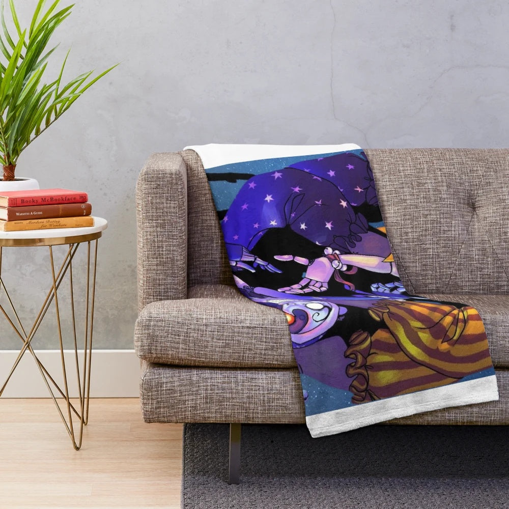 Cozy FNAF Security Breach inspired sun and moon plush blanket