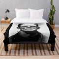 Classic Frankenstein monster plush blanket for horror, sci-fi, and gothic home decor
