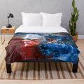 Frankenstein portrait plush blanket with colorful, macabre design