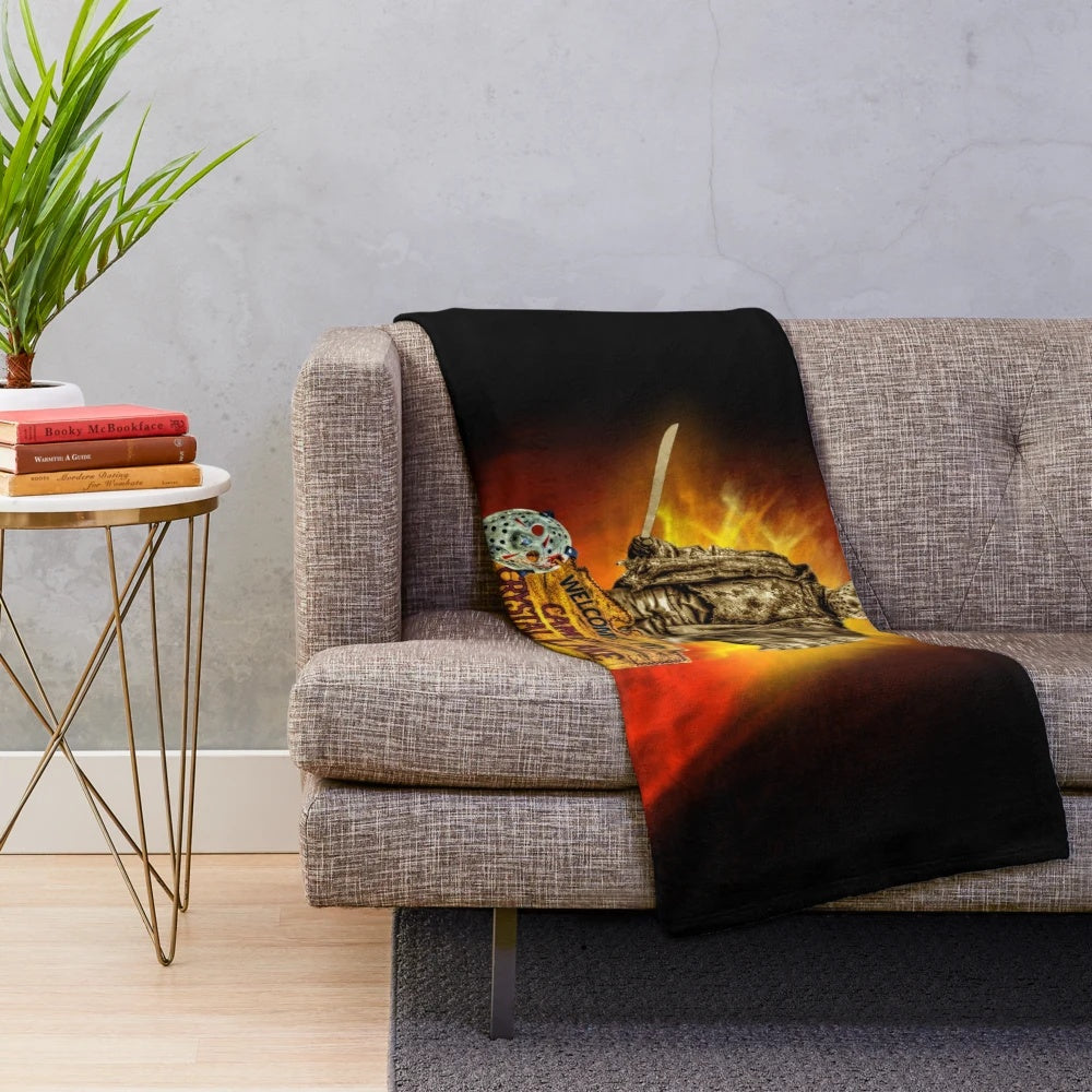 Friday the 13th-inspired plush blanket featuring Jason Voorhees