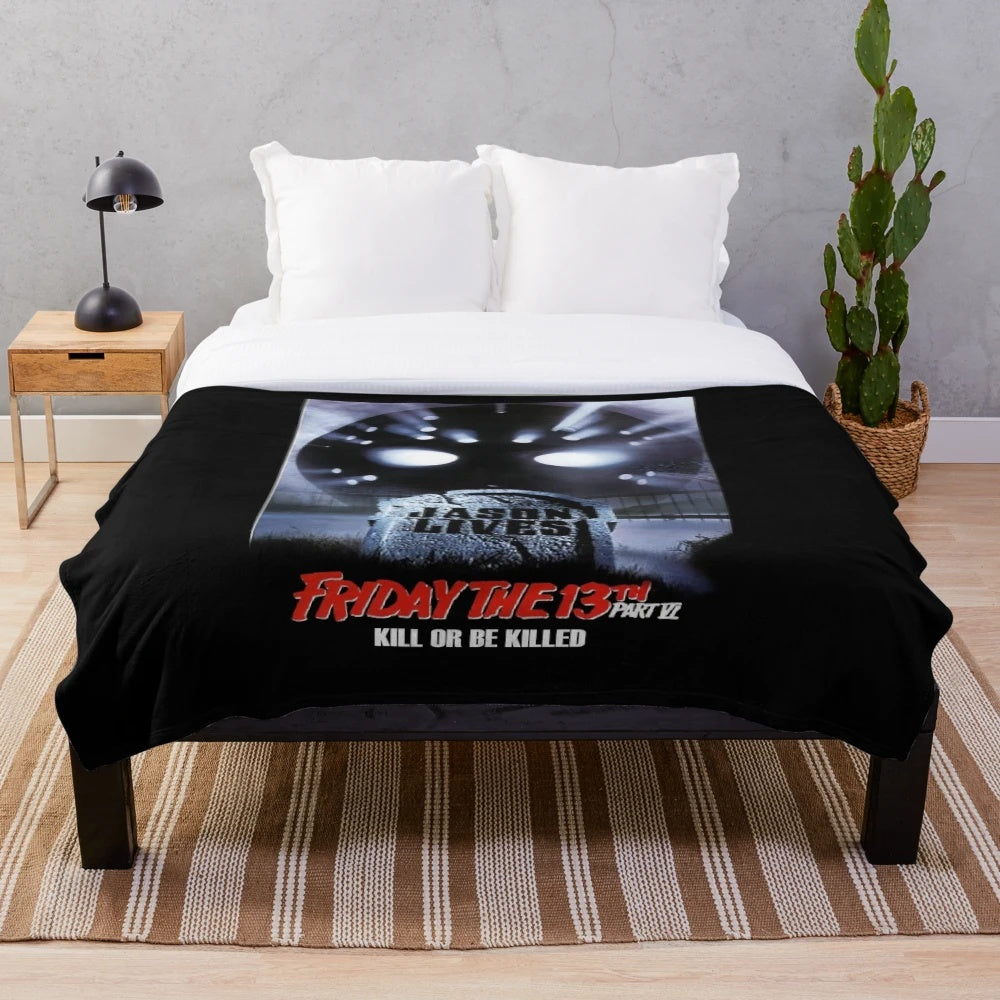 Friday the 13th-inspired plush blanket featuring Jason Voorhees