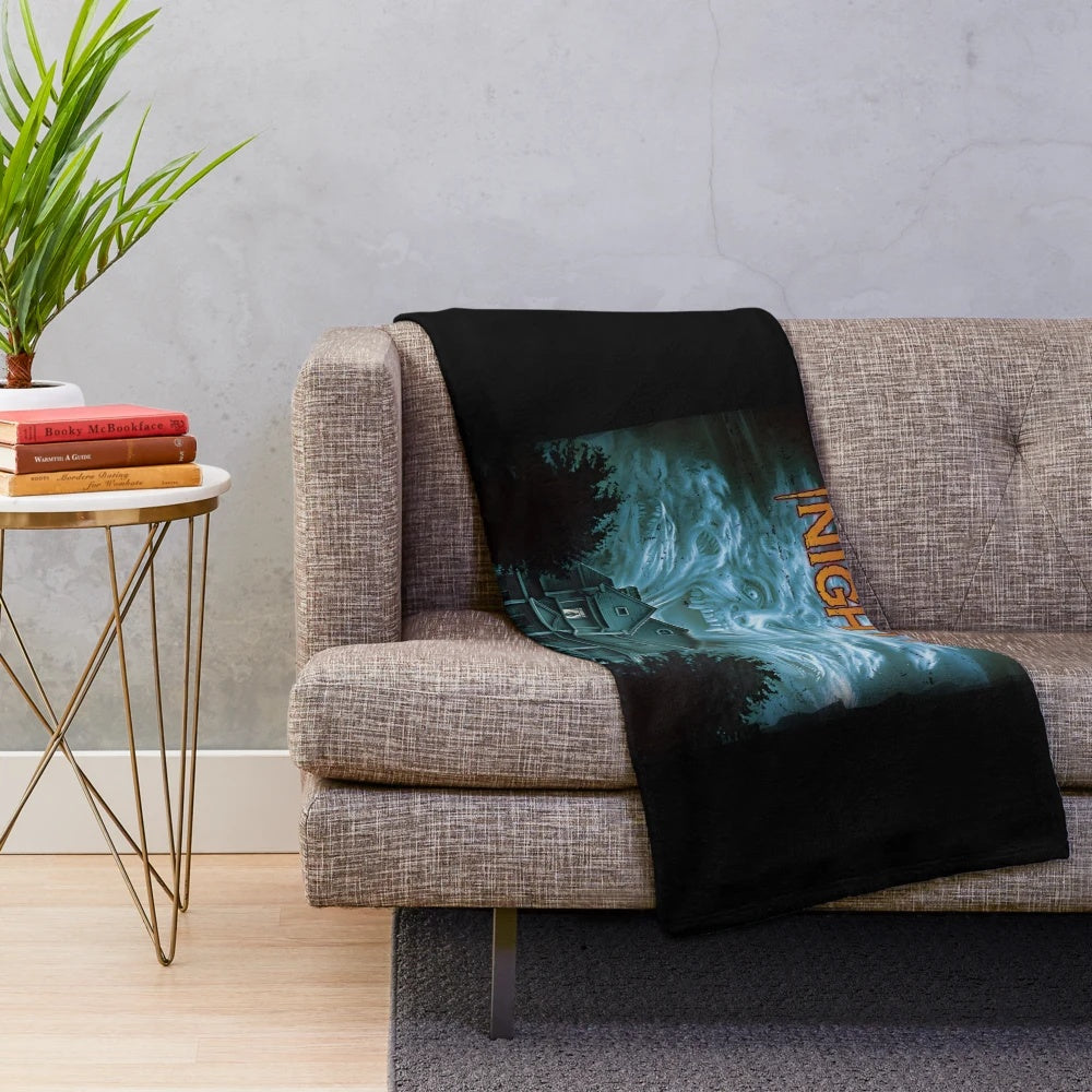 Fright Night plush blanket with horror movie and vampire design