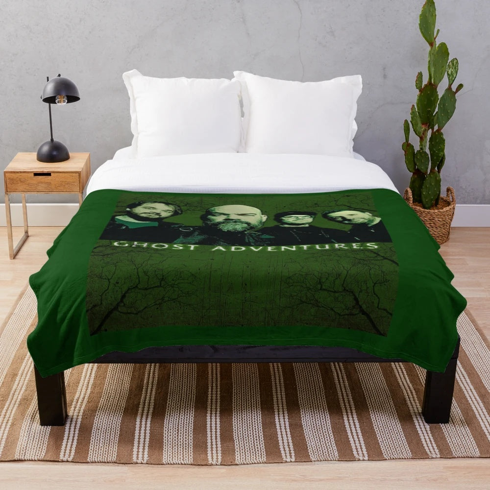 Ghost Adventures inspired plush blanket with paranormal investigation theme