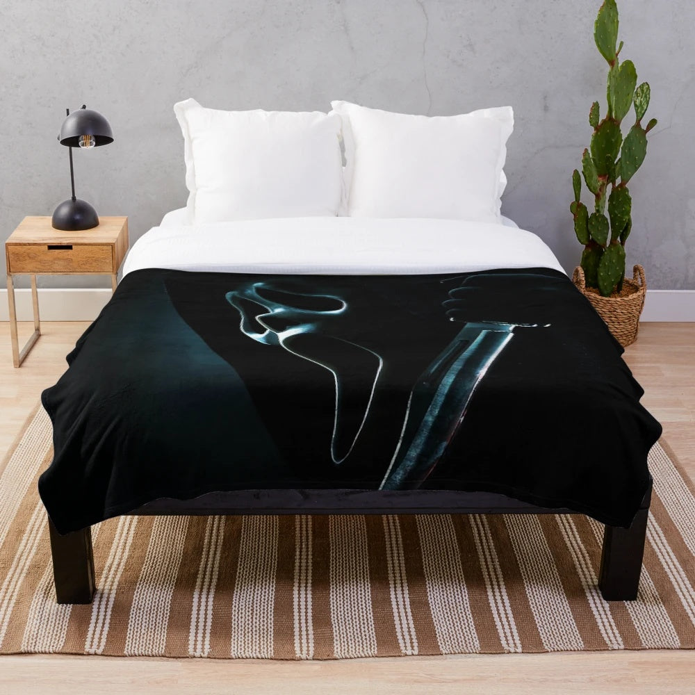Ghost Face Plush Blanket featuring Scream-inspired graffiti art