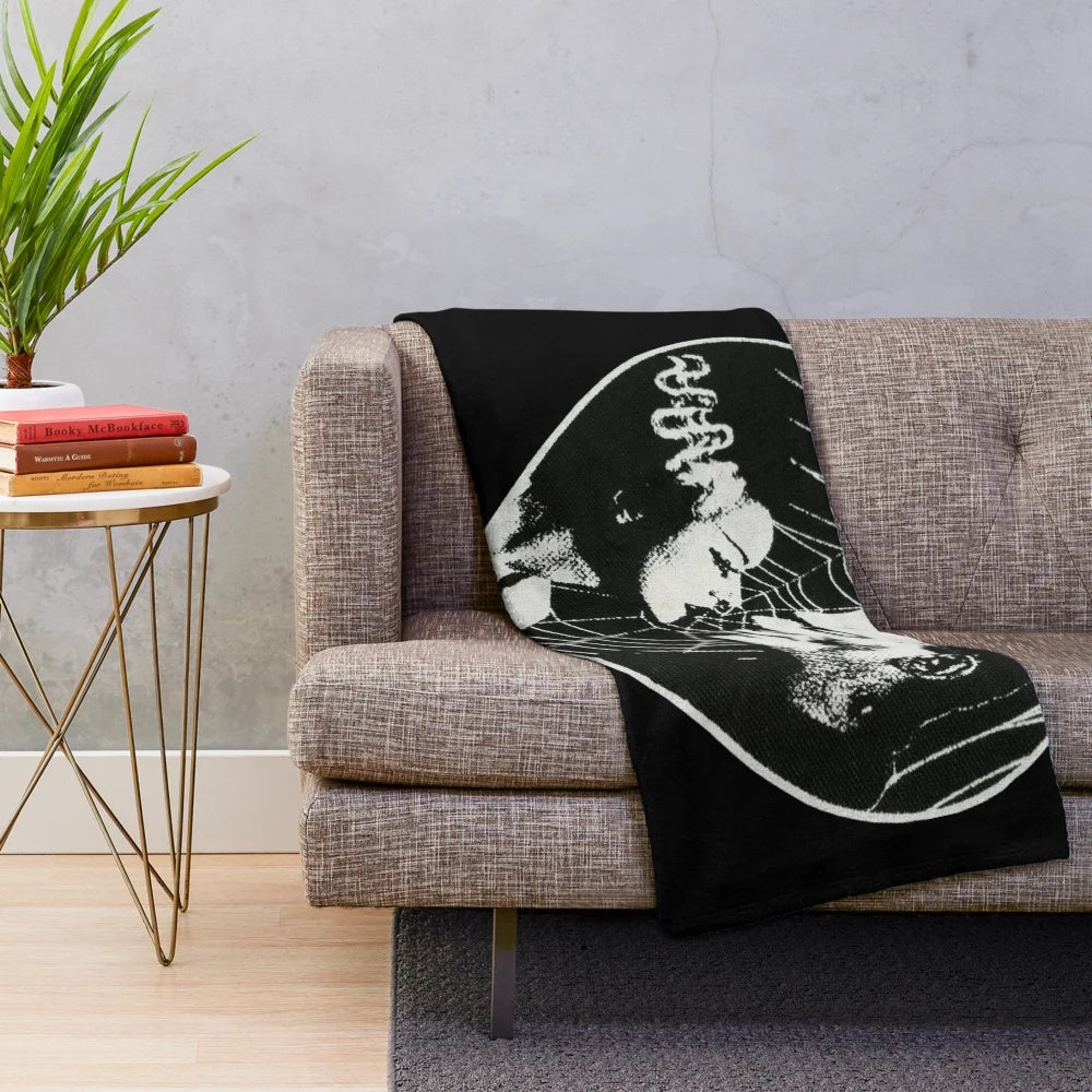 Frankenstein and Bride Goth Emo Heart Plush Blanket
