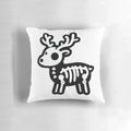 Gothic skeleton reindeer design printed on a decorative throw pillow