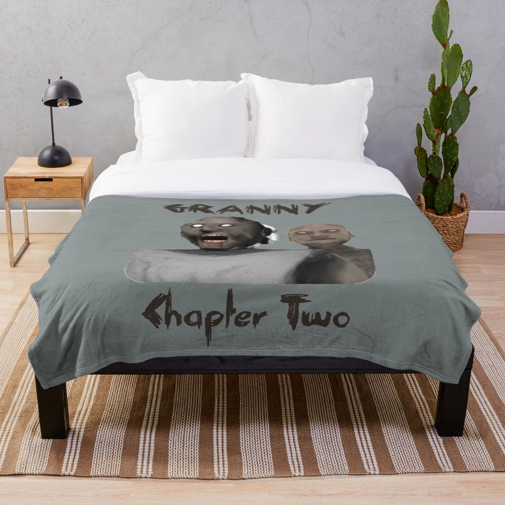 Granny Chapter 2 plush blanket featuring the iconic characters from the popular horror game