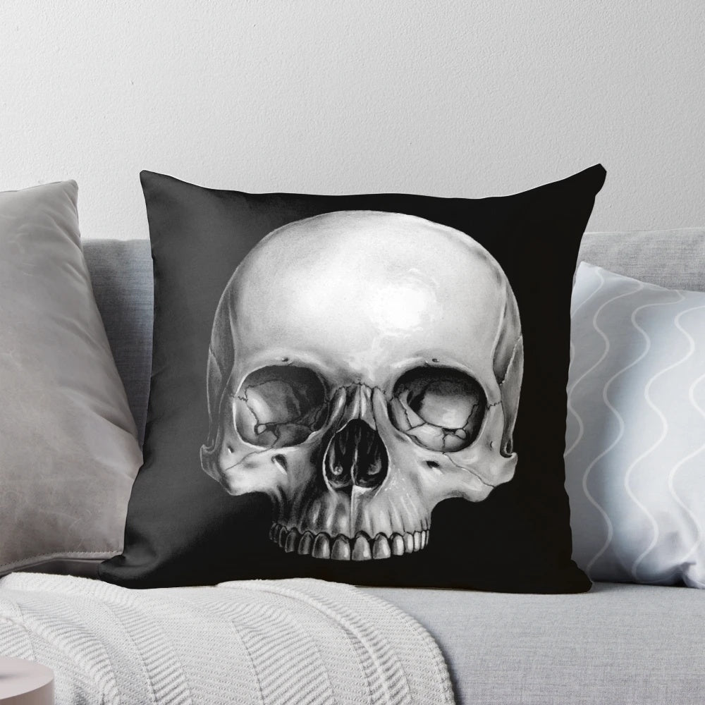 Decorative Half Skull Pillow with Sugar Skull Design