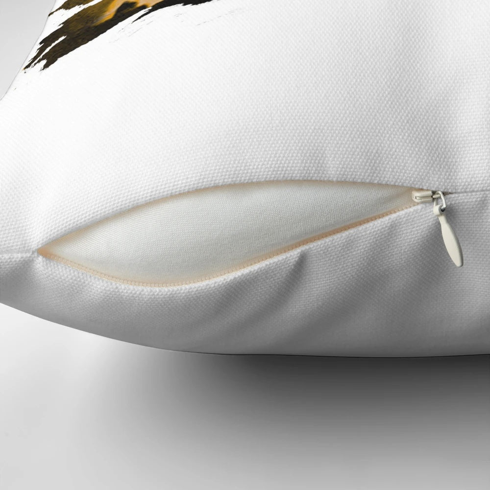 Halloween-themed pillow with an image of Michael Myers, the iconic slasher from 80s horror movies