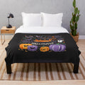 Spooky Halloween Plush Blanket with Eerie Bat Pattern and Ghost Glow Design