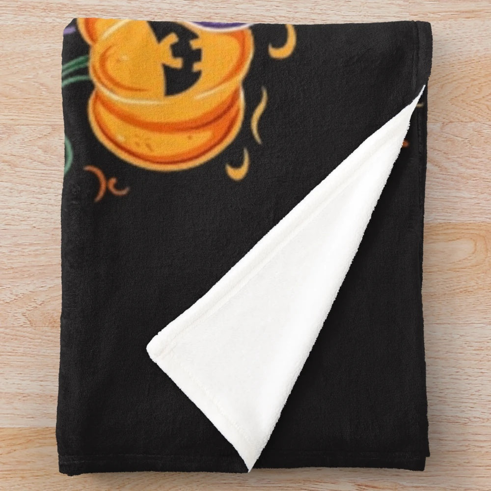 Spooky Halloween Plush Blanket with Eerie Bat Pattern and Ghost Glow Design