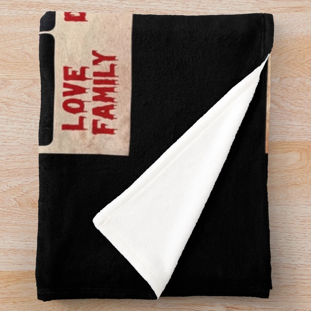 Plush blanket with horror movie and scary Halloween themed design