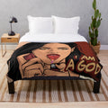 Spooky plush blanket featuring horror movie imagery