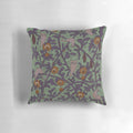 Haunted woods pillow with spooky owl and ghostly william morris pattern