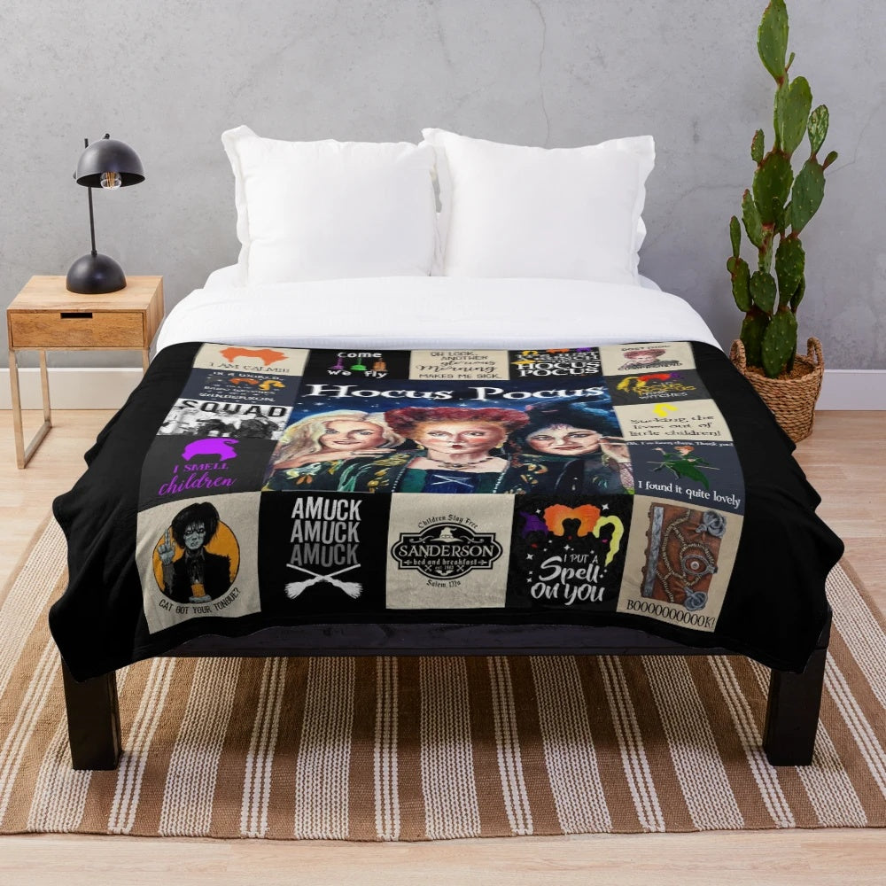 Hocus Pocus Plush Blanket with Sanderson Sisters' Designs