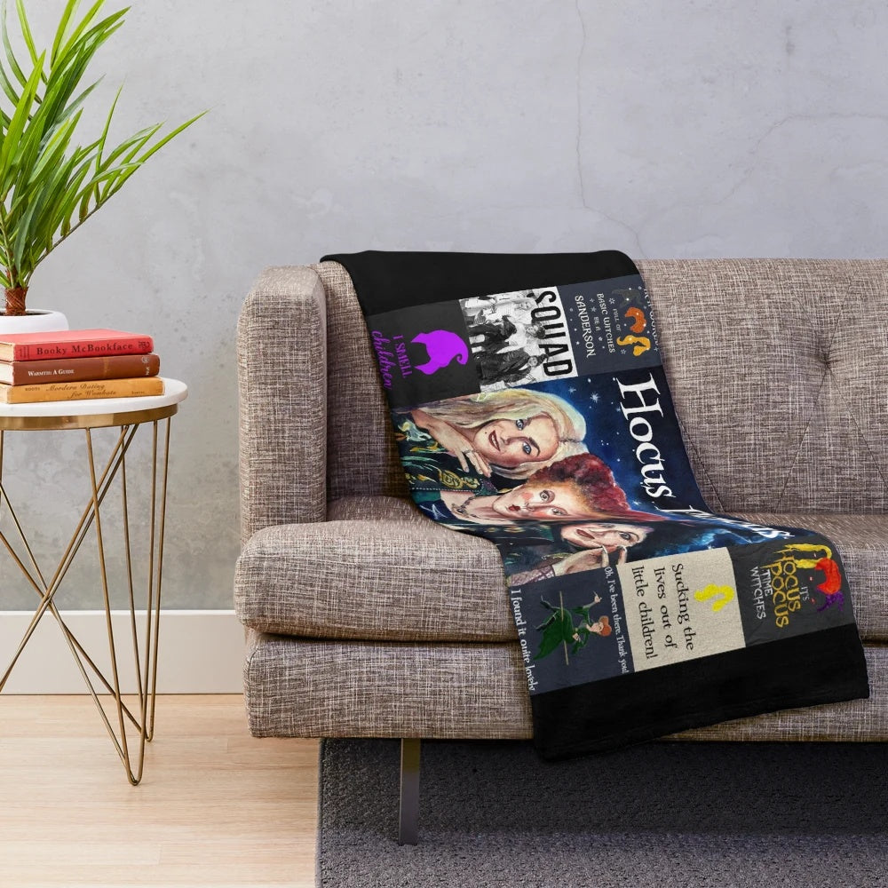 Hocus Pocus Plush Blanket with Sanderson Sisters' Designs