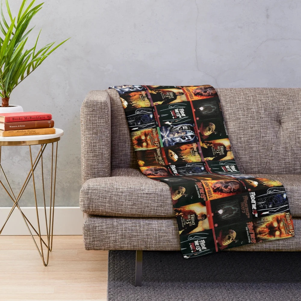 Soft and cozy plush blanket featuring horror movie icon Jason Voorhees