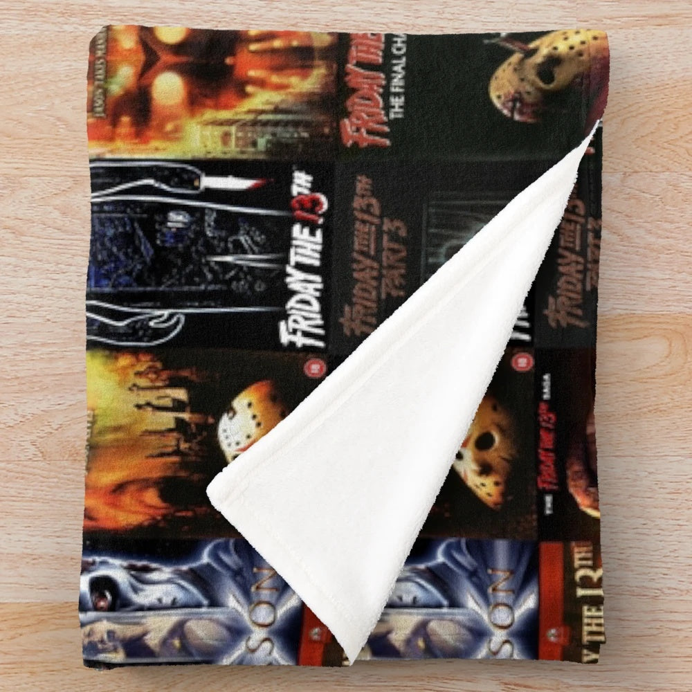 Soft and cozy plush blanket featuring horror movie icon Jason Voorhees