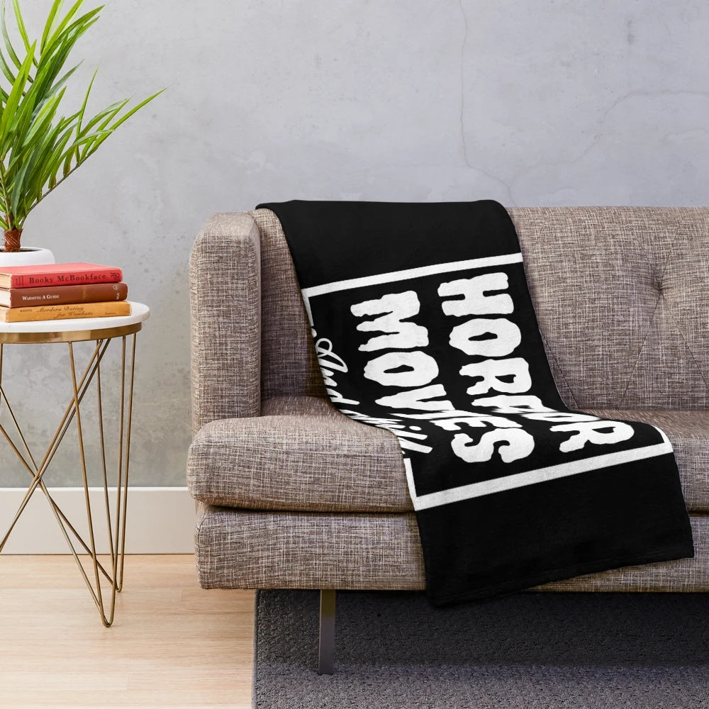 Spooky horror movie themed plush blanket