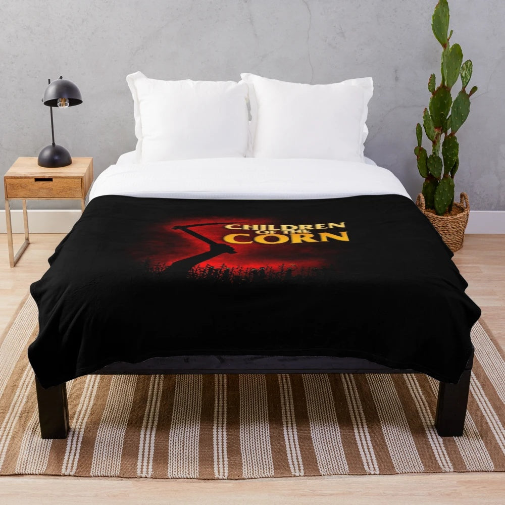 Children of the Corn inspired plush blanket with corn field design