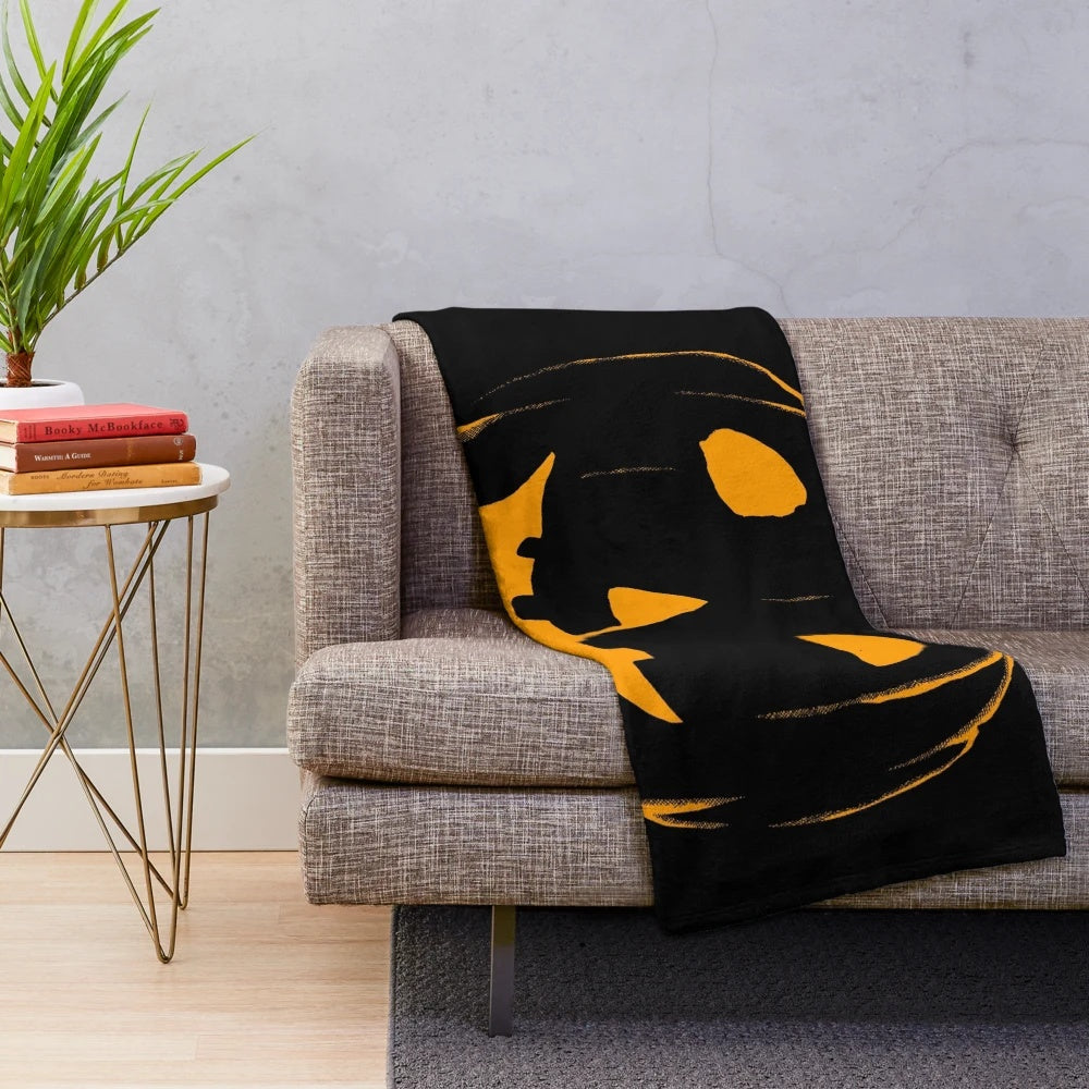Jack-o'-lantern plush blanket for Halloween and horror movie enthusiasts