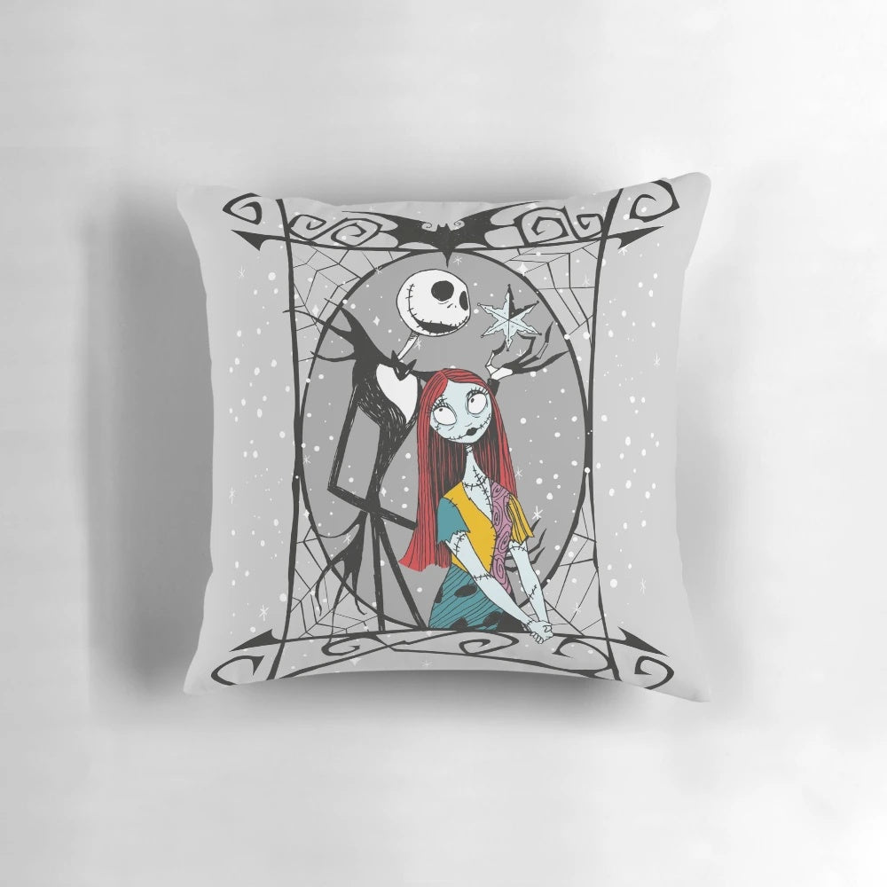 Pillow featuring Jack Skellington and Sally from the movie The Nightmare Before Christmas