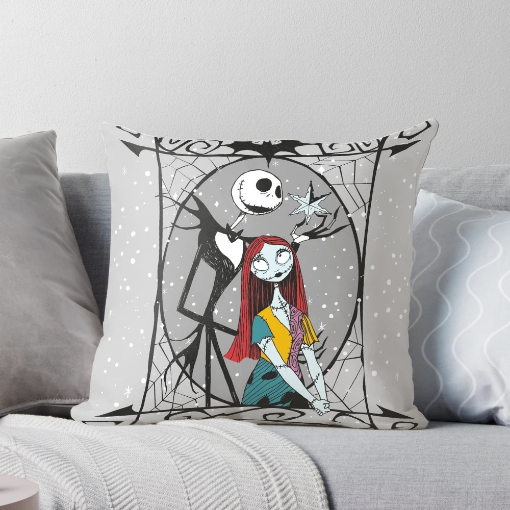 Pillow featuring Jack Skellington and Sally from the movie The Nightmare Before Christmas