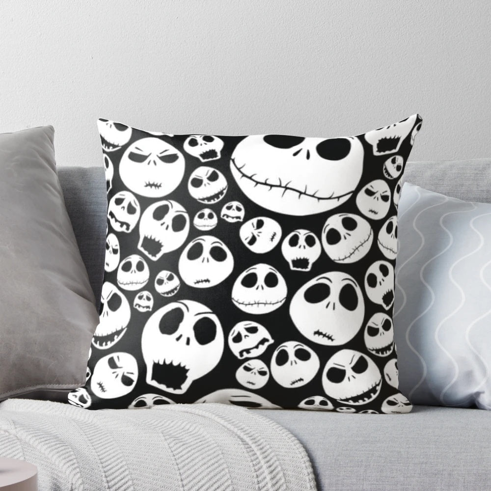 Jack Skellington, the beloved character from Tim Burton's The Nightmare Before Christmas, featured on a decorative pillow.