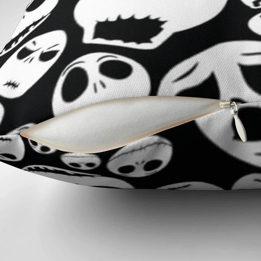 Jack Skellington, the beloved character from Tim Burton's The Nightmare Before Christmas, featured on a decorative pillow.