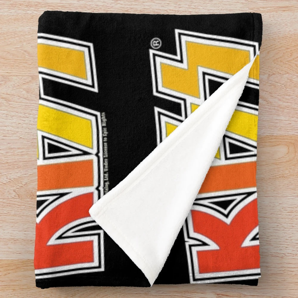 Kiss band logo plush blanket in Halloween colors