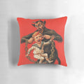 Krampus-themed decorative pillow with a vintage, gothic design