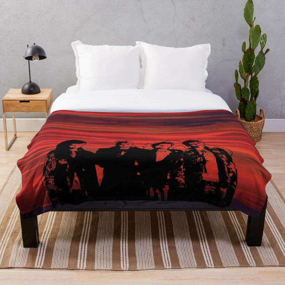 The Lost Boys-inspired plush blanket with vampires and 80s horror movie theme