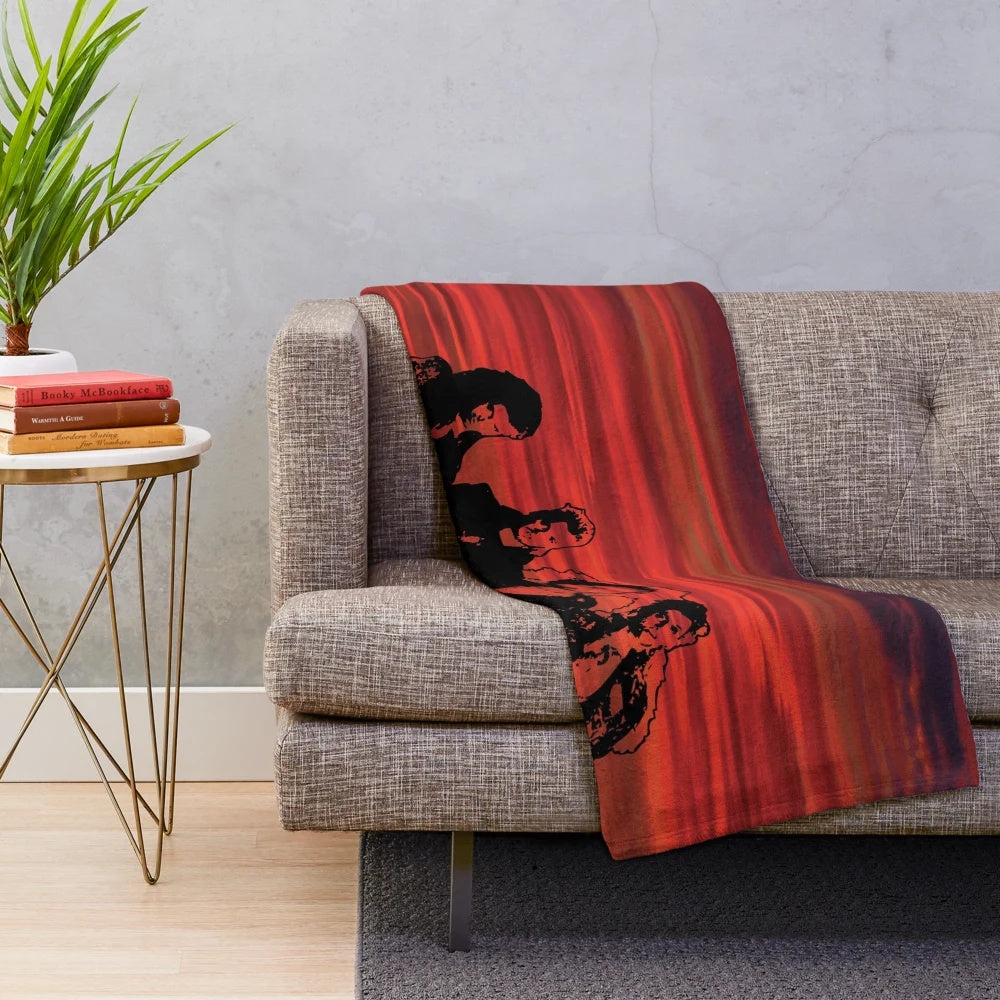 The Lost Boys-inspired plush blanket with vampires and 80s horror movie theme