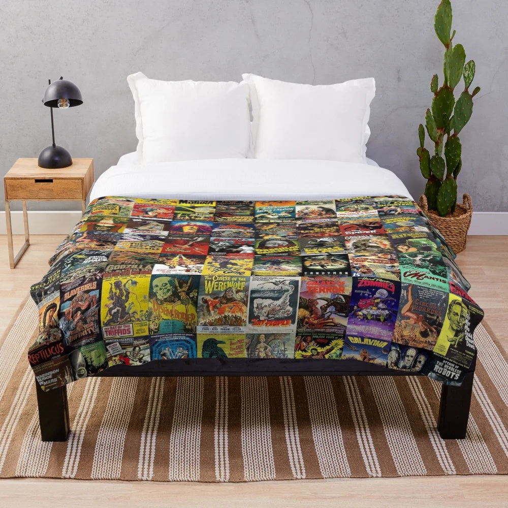 Monster movie posters plush blanket