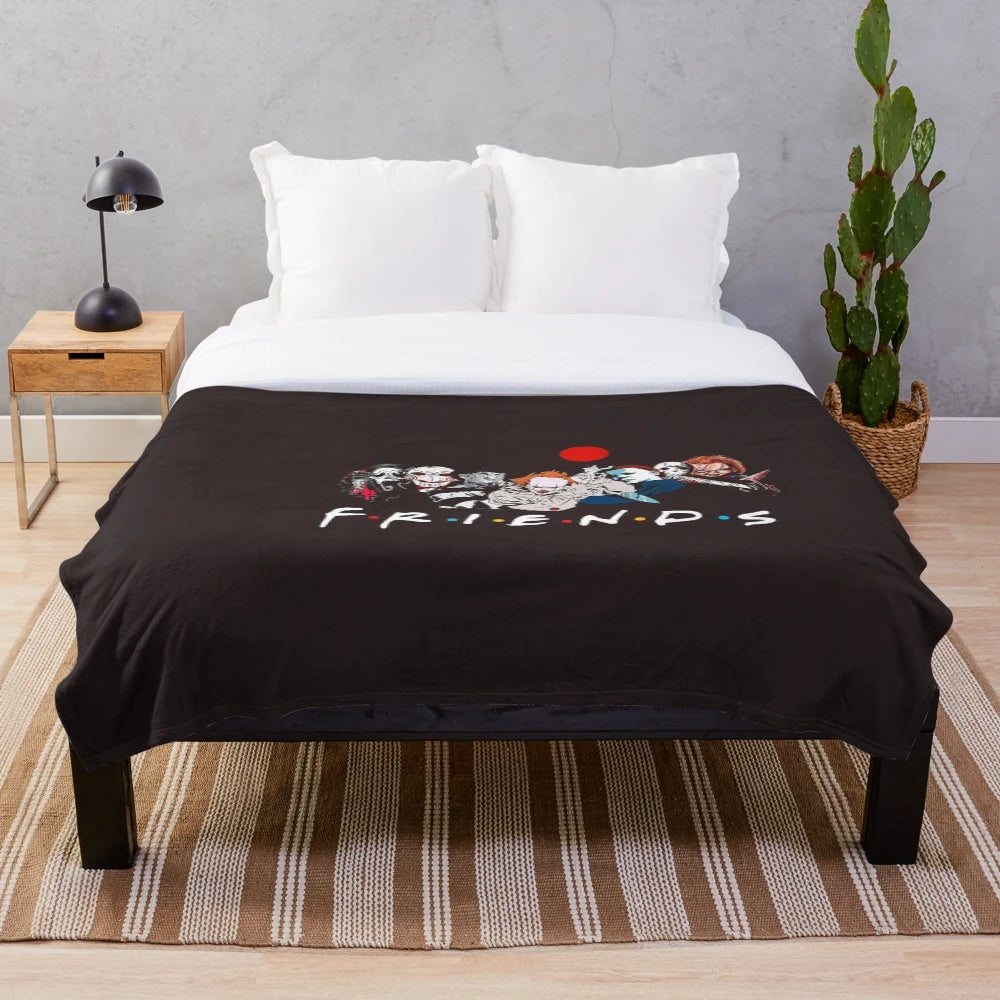 Plush Blanket featuring Scary Movie Characters for Horror Halloween Fans