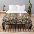Horror movie plush blanket featuring classic horror film imagery
