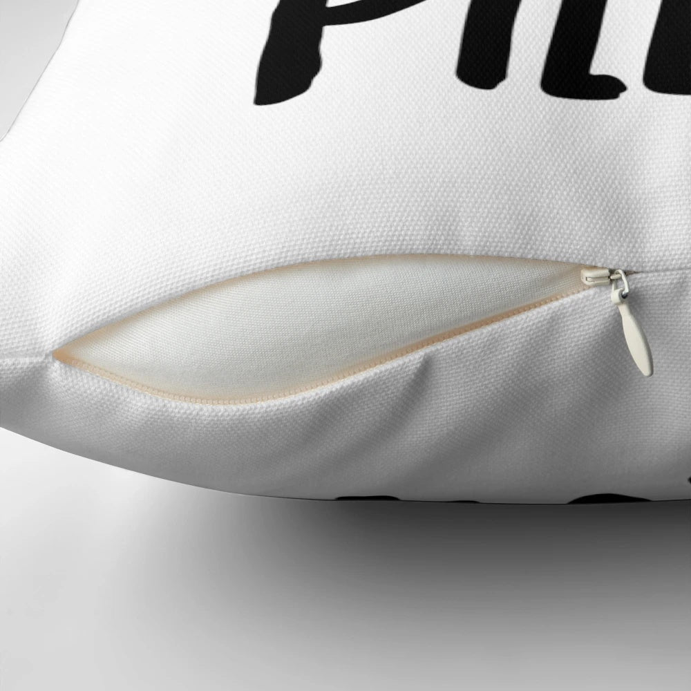 Spooky movie security pillow with a humorous, sarcastic design