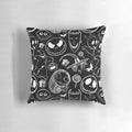 Nightmare Before Christmas-themed throw pillow featuring Jack Skellington, Oogie Boogie, and other iconic characters