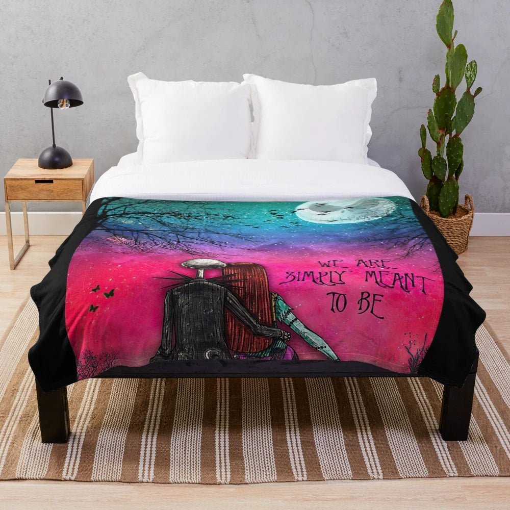 Nightmare Before Christmas themed plush blanket with jack skellington design