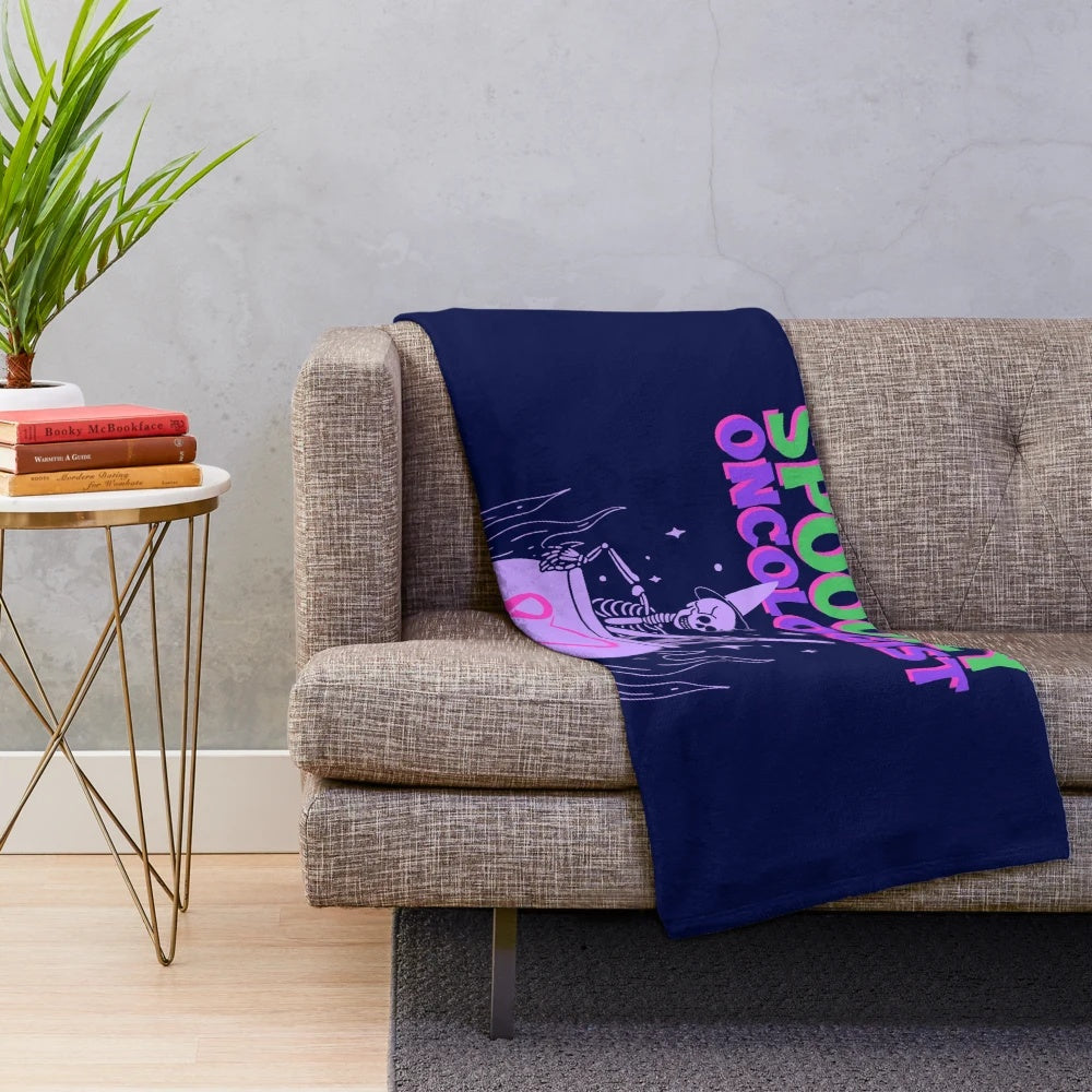 Spooky oncologist plush blanket with skeleton design