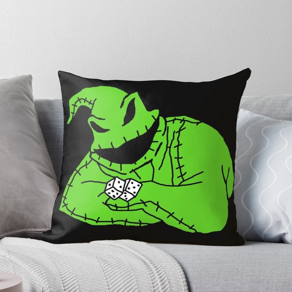 Plush Oogie Boogie-themed throw pillow for cozy, horror-inspired home decor