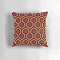 Overlook Hotel-themed pillow with geometric pattern and horror movie vibes