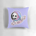Spooky skeleton and pastel goth-inspired pillow design