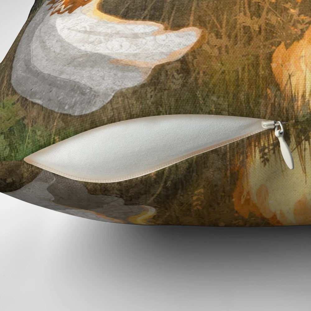 Mystical pillow featuring a ghostly forest scene with animals