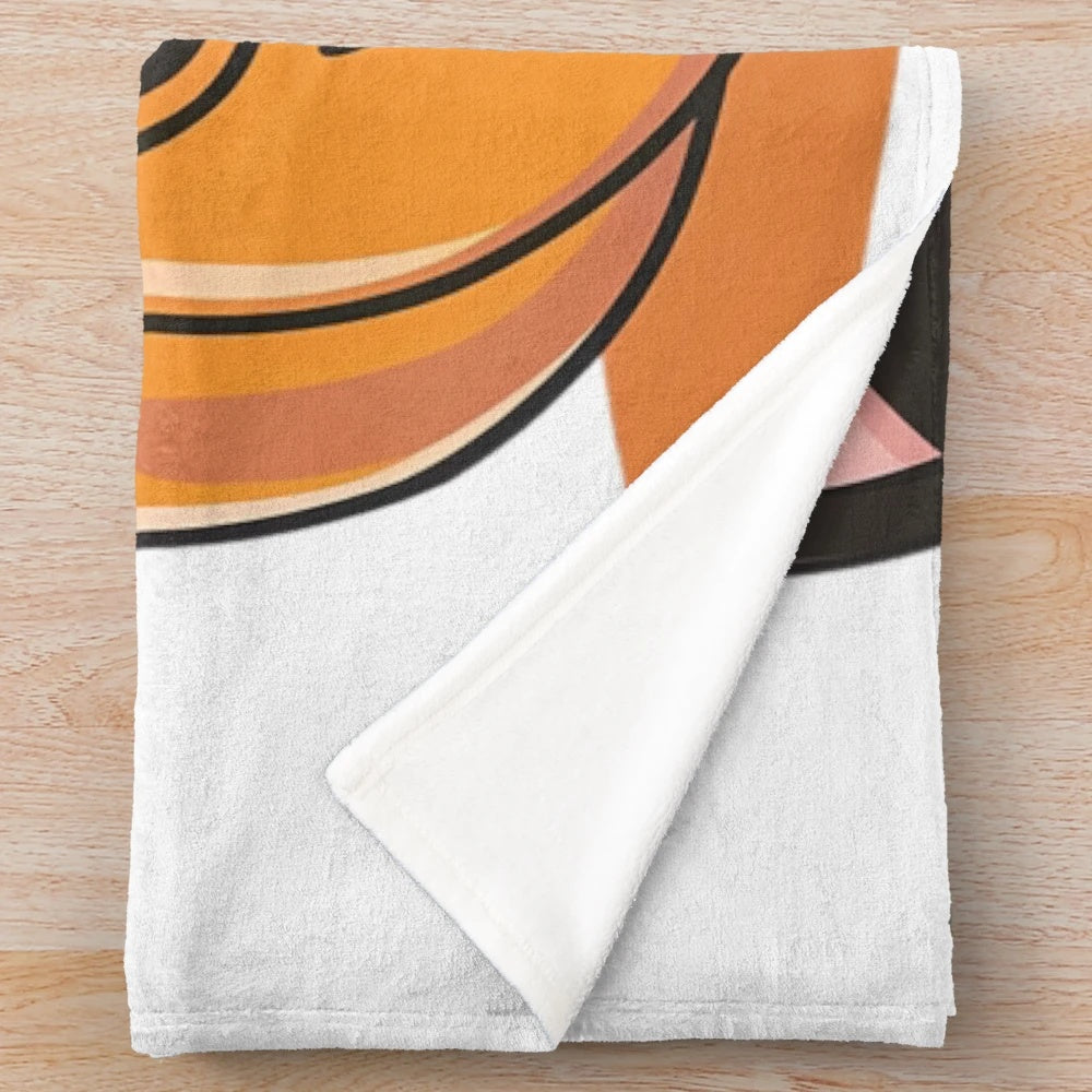 Spooky plush blanket featuring cats, ghosts, and Halloween-themed design